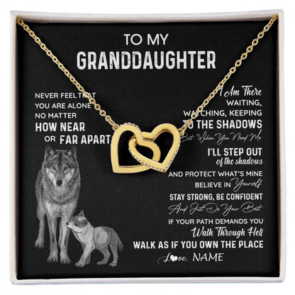 Personalized To My Granddaughter Necklace From Grandma Grandpa Never Feel You Are Alone Wolf Granddaughter Birthday Christmas Customized Gift Box Message Card