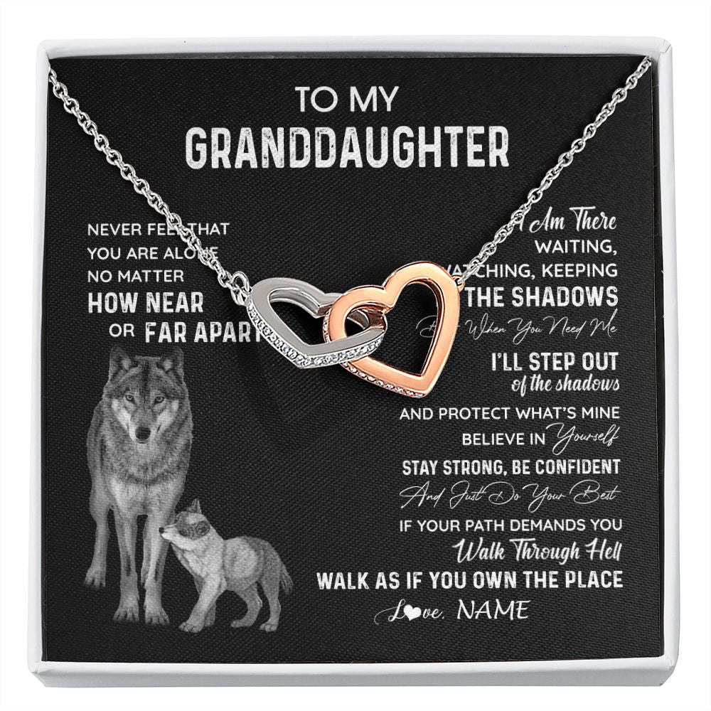 Personalized To My Granddaughter Necklace From Grandma Grandpa Never Feel You Are Alone Wolf Granddaughter Birthday Christmas Customized Gift Box Message Card