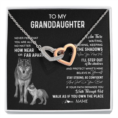 Personalized To My Granddaughter Necklace From Grandma Grandpa Never Feel You Are Alone Wolf Granddaughter Birthday Christmas Customized Gift Box Message Card
