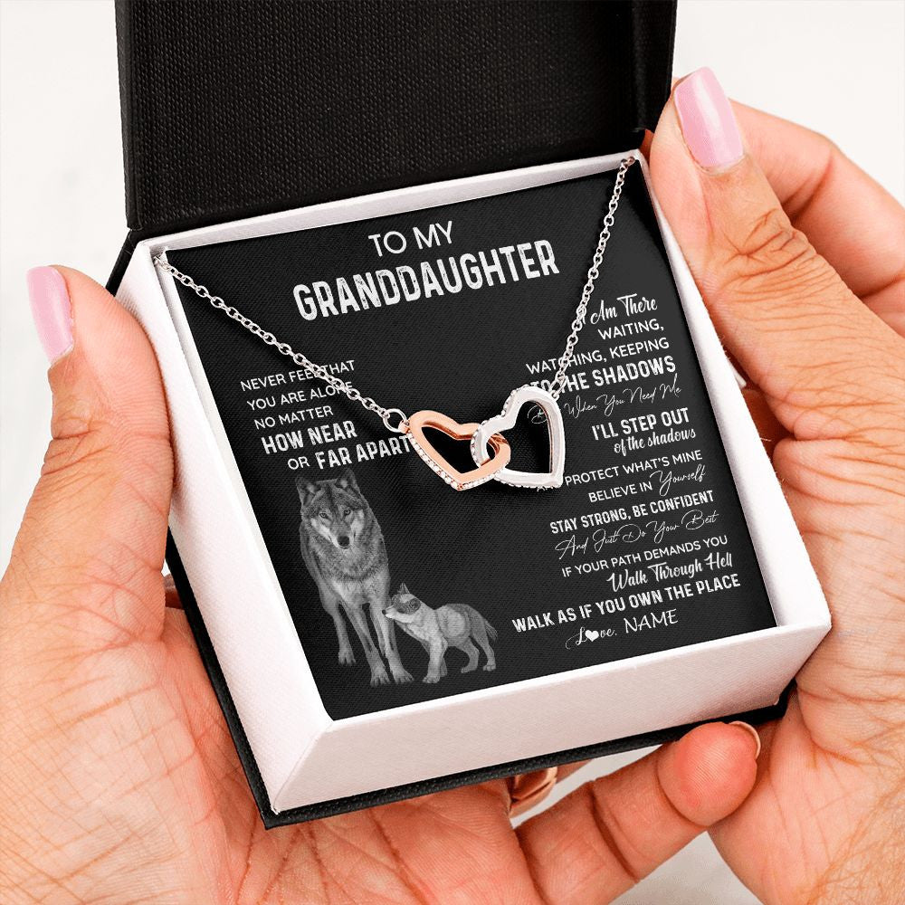 Personalized To My Granddaughter Necklace From Grandma Grandpa Never Feel You Are Alone Wolf Granddaughter Birthday Christmas Customized Gift Box Message Card