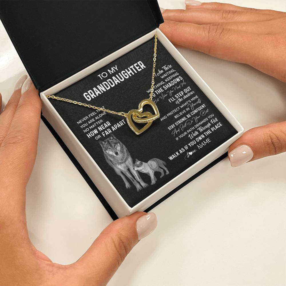 Personalized To My Granddaughter Necklace From Grandma Grandpa Never Feel You Are Alone Wolf Granddaughter Birthday Christmas Customized Gift Box Message Card