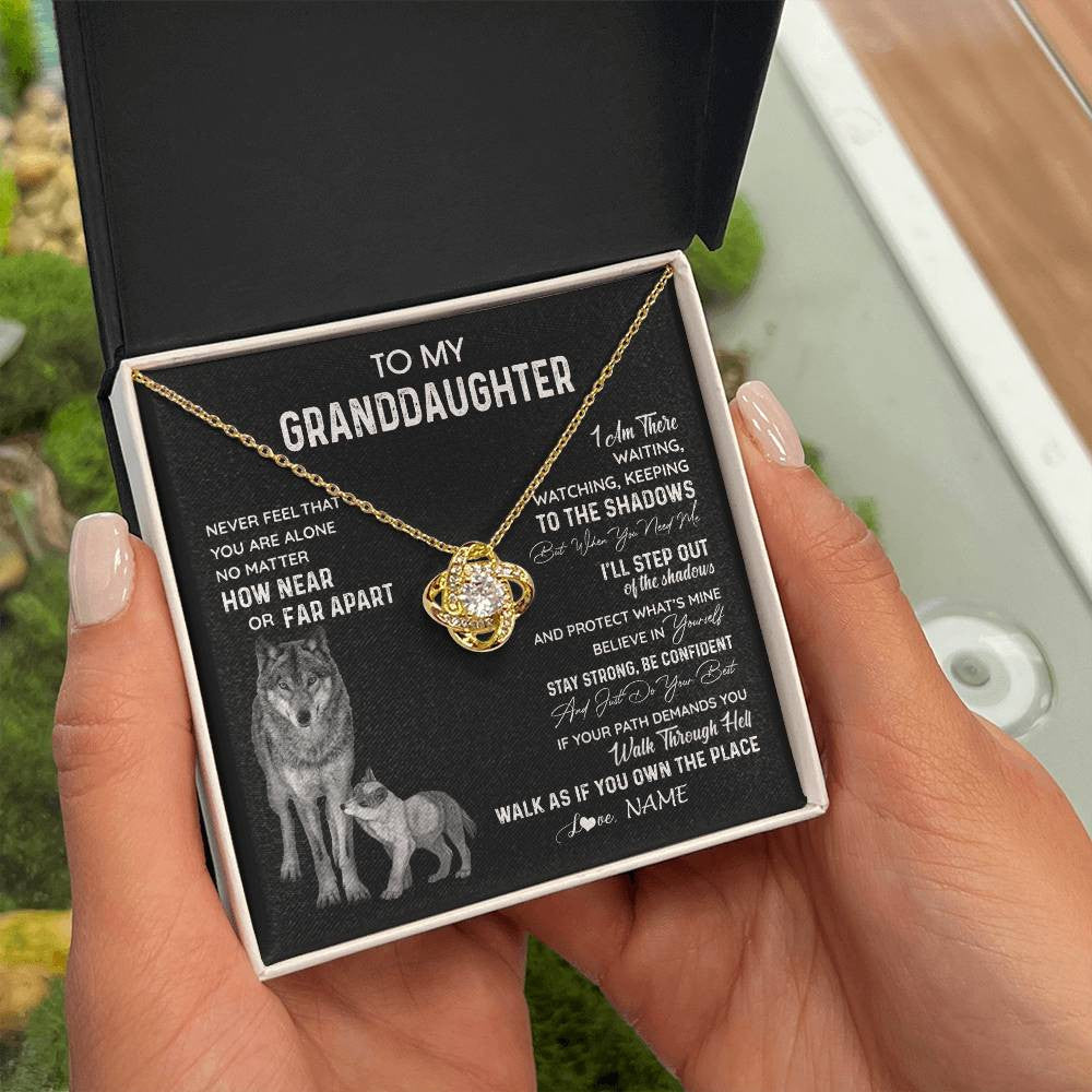 Personalized To My Granddaughter Necklace From Grandma Grandpa Never Feel You Are Alone Wolf Granddaughter Birthday Christmas Customized Gift Box Message Card