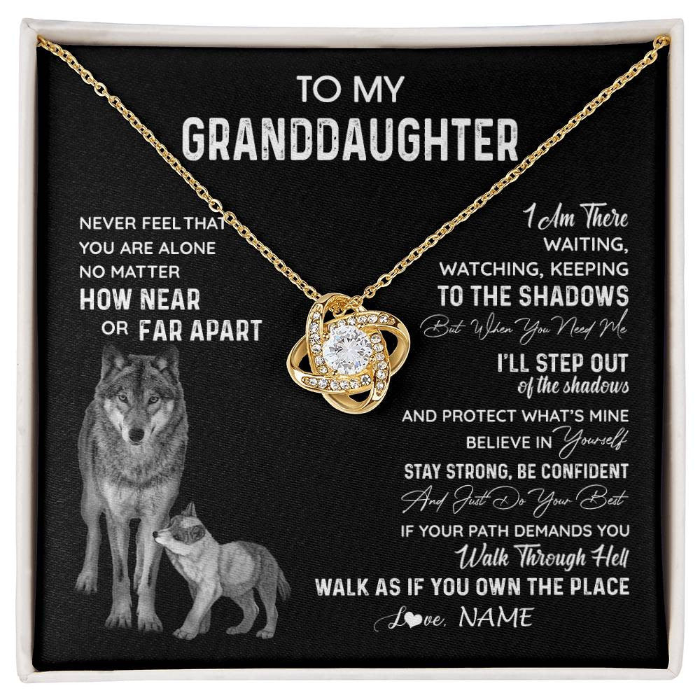 Personalized To My Granddaughter Necklace From Grandma Grandpa Never Feel You Are Alone Wolf Granddaughter Birthday Christmas Customized Gift Box Message Card