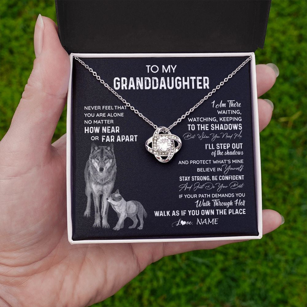 Personalized To My Granddaughter Necklace From Grandma Grandpa Never Feel You Are Alone Wolf Granddaughter Birthday Christmas Customized Gift Box Message Card