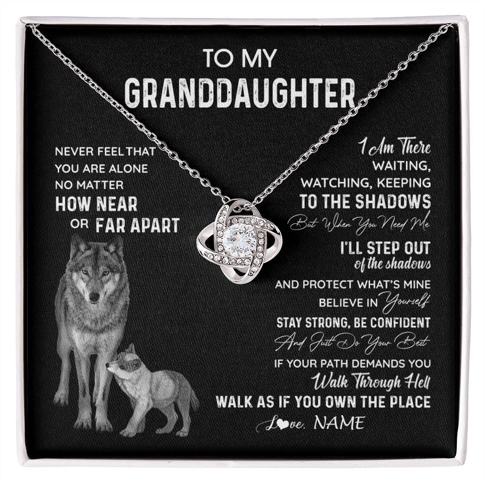 Personalized To My Granddaughter Necklace From Grandma Grandpa Never Feel You Are Alone Wolf Granddaughter Birthday Christmas Customized Gift Box Message Card