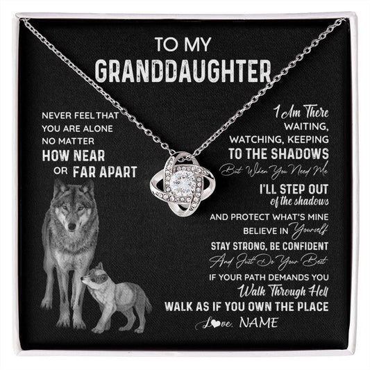 Personalized To My Granddaughter Necklace From Grandma Grandpa Never Feel You Are Alone Wolf Granddaughter Birthday Christmas Customized Gift Box Message Card
