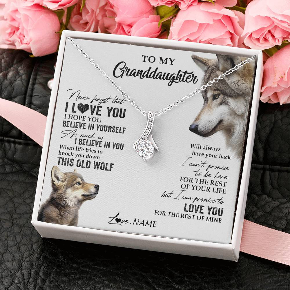 Personalized To My Granddaughter Necklace From Grandma Grandpa This Old Wolf Love You Granddaughter Birthday Christmas Customized Gift Box Message Card