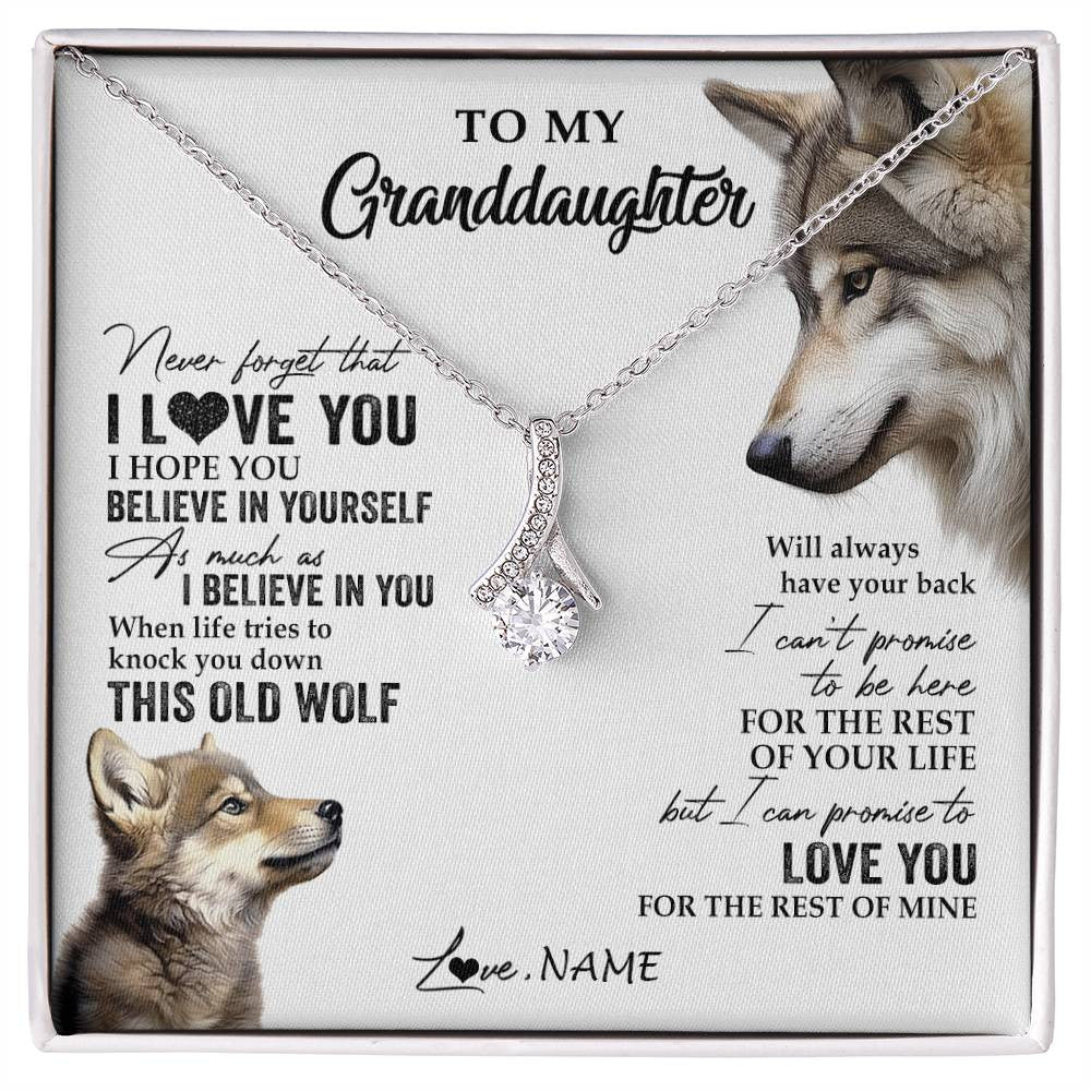 Personalized To My Granddaughter Necklace From Grandma Grandpa This Old Wolf Love You Granddaughter Birthday Christmas Customized Gift Box Message Card