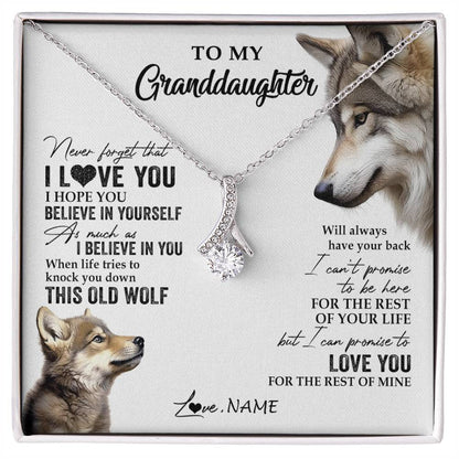 Personalized To My Granddaughter Necklace From Grandma Grandpa This Old Wolf Love You Granddaughter Birthday Christmas Customized Gift Box Message Card