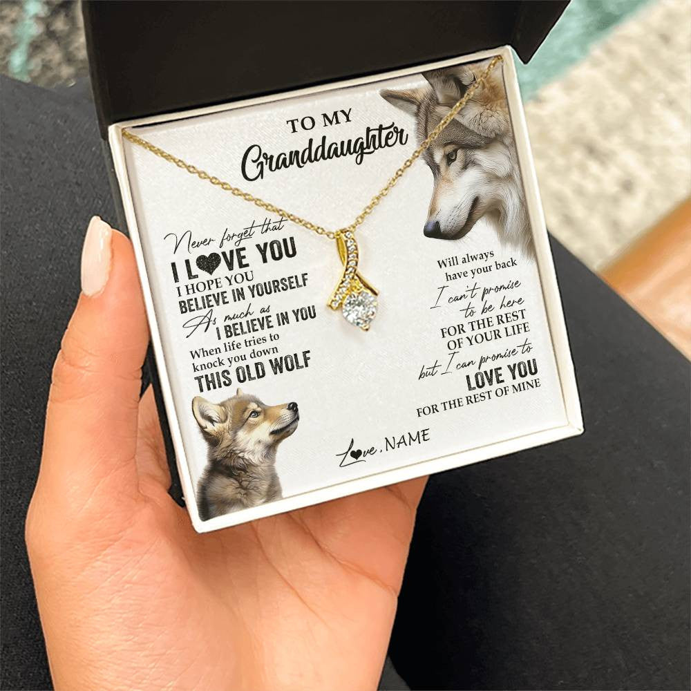 Personalized To My Granddaughter Necklace From Grandma Grandpa This Old Wolf Love You Granddaughter Birthday Christmas Customized Gift Box Message Card