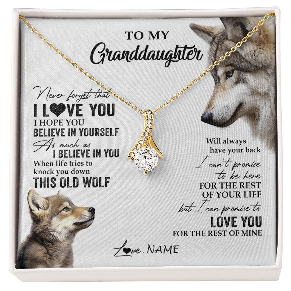 Personalized To My Granddaughter Necklace From Grandma Grandpa This Old Wolf Love You Granddaughter Birthday Christmas Customized Gift Box Message Card