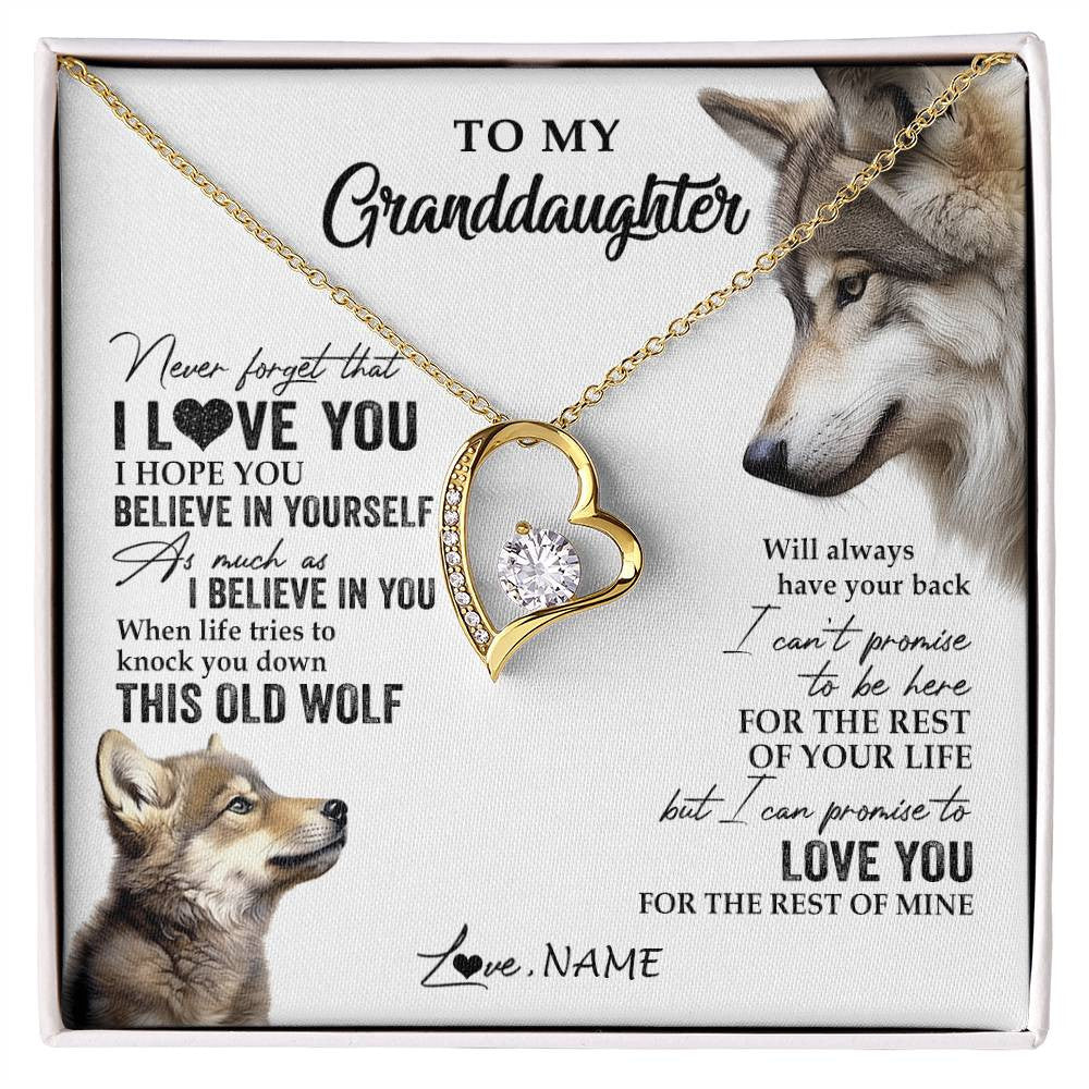Personalized To My Granddaughter Necklace From Grandma Grandpa This Old Wolf Love You Granddaughter Birthday Christmas Customized Gift Box Message Card