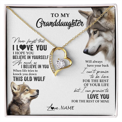 Personalized To My Granddaughter Necklace From Grandma Grandpa This Old Wolf Love You Granddaughter Birthday Christmas Customized Gift Box Message Card
