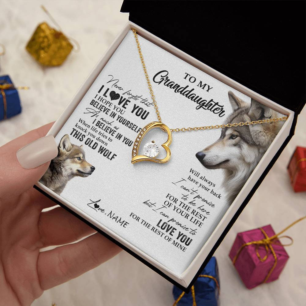 Personalized To My Granddaughter Necklace From Grandma Grandpa This Old Wolf Love You Granddaughter Birthday Christmas Customized Gift Box Message Card