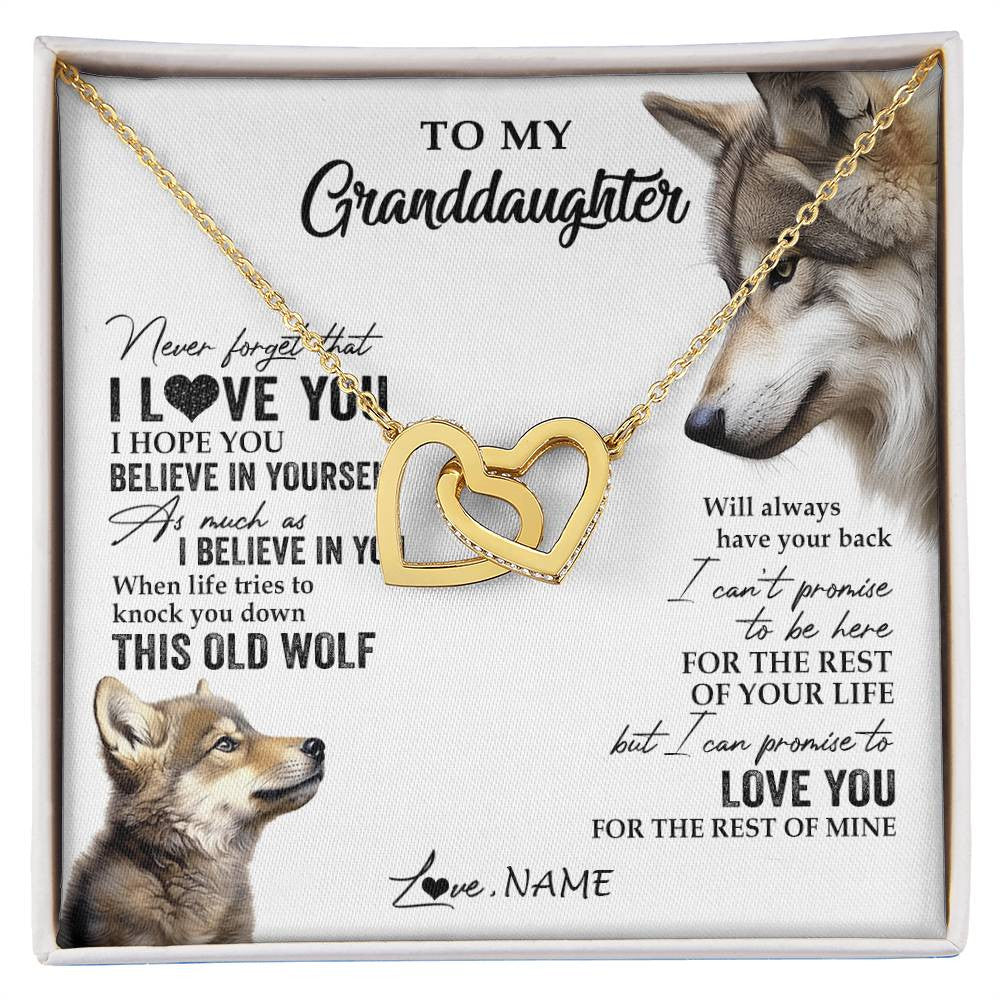 Personalized To My Granddaughter Necklace From Grandma Grandpa This Old Wolf Love You Granddaughter Birthday Christmas Customized Gift Box Message Card