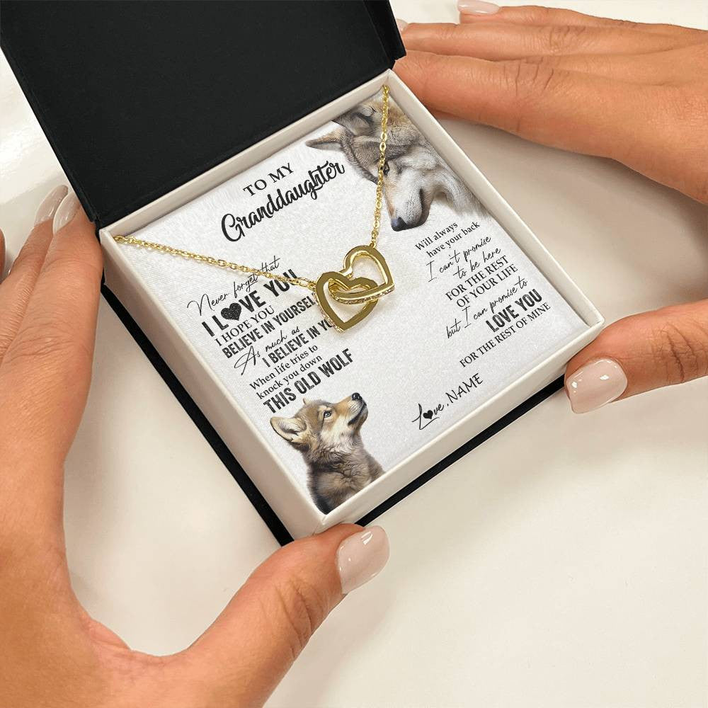 Personalized To My Granddaughter Necklace From Grandma Grandpa This Old Wolf Love You Granddaughter Birthday Christmas Customized Gift Box Message Card