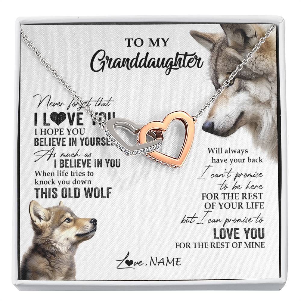 Personalized To My Granddaughter Necklace From Grandma Grandpa This Old Wolf Love You Granddaughter Birthday Christmas Customized Gift Box Message Card