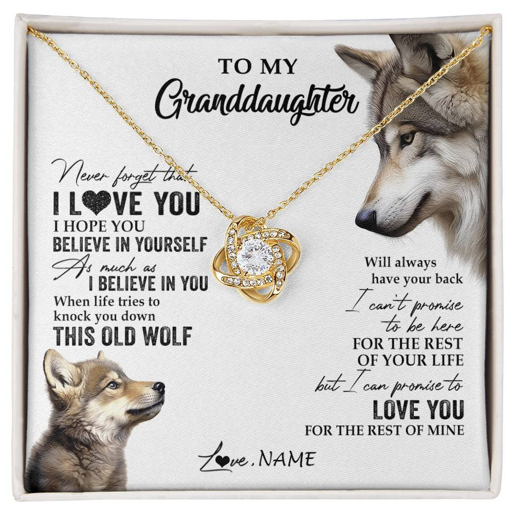 Personalized To My Granddaughter Necklace From Grandma Grandpa This Old Wolf Love You Granddaughter Birthday Christmas Customized Gift Box Message Card