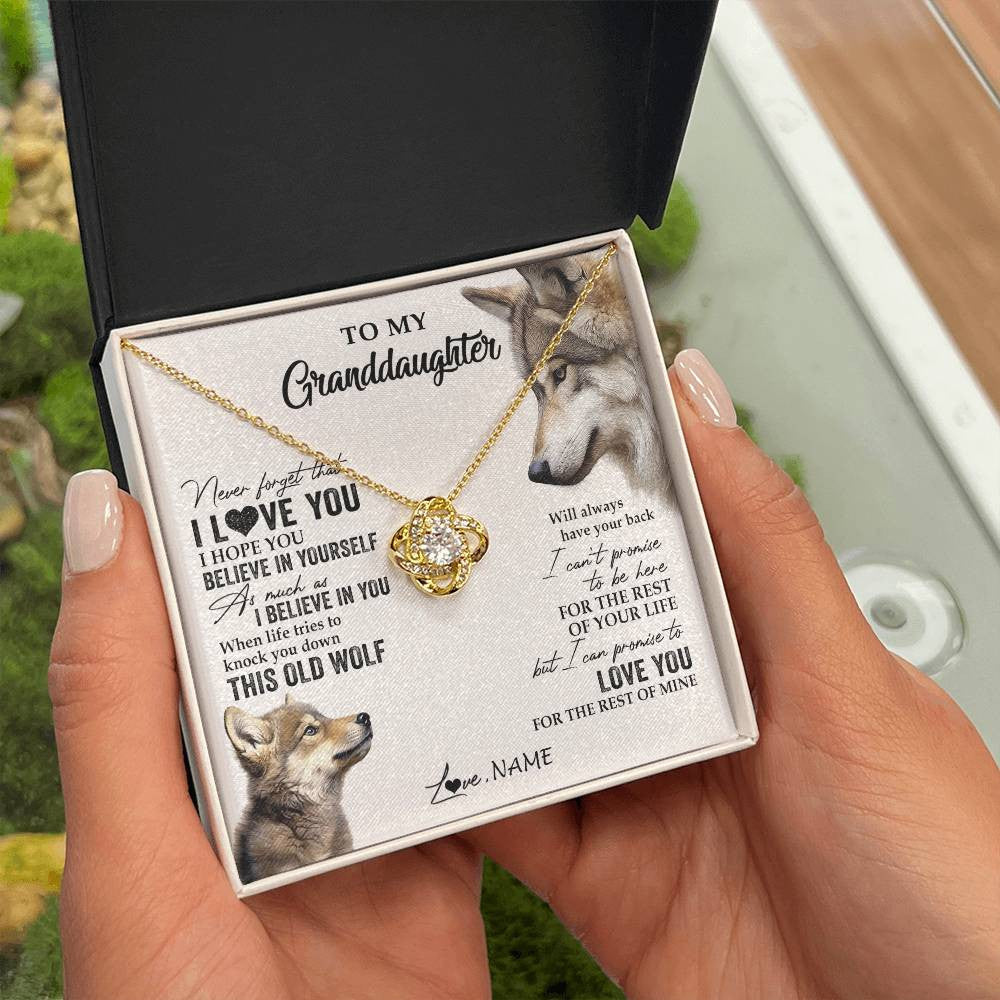 Personalized To My Granddaughter Necklace From Grandma Grandpa This Old Wolf Love You Granddaughter Birthday Christmas Customized Gift Box Message Card