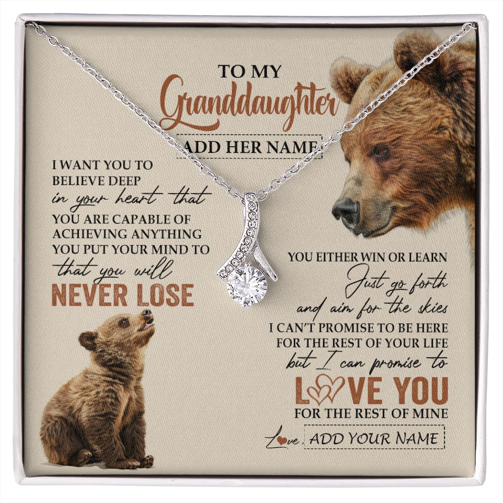 Personalized To My Granddaughter Necklace From Grandma Grandpa You Will Never Lose Bear Granddaughter Birthday Gifts Christmas Custom Gift Box Message Card