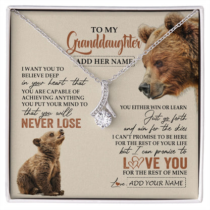 Personalized To My Granddaughter Necklace From Grandma Grandpa You Will Never Lose Bear Granddaughter Birthday Gifts Christmas Custom Gift Box Message Card
