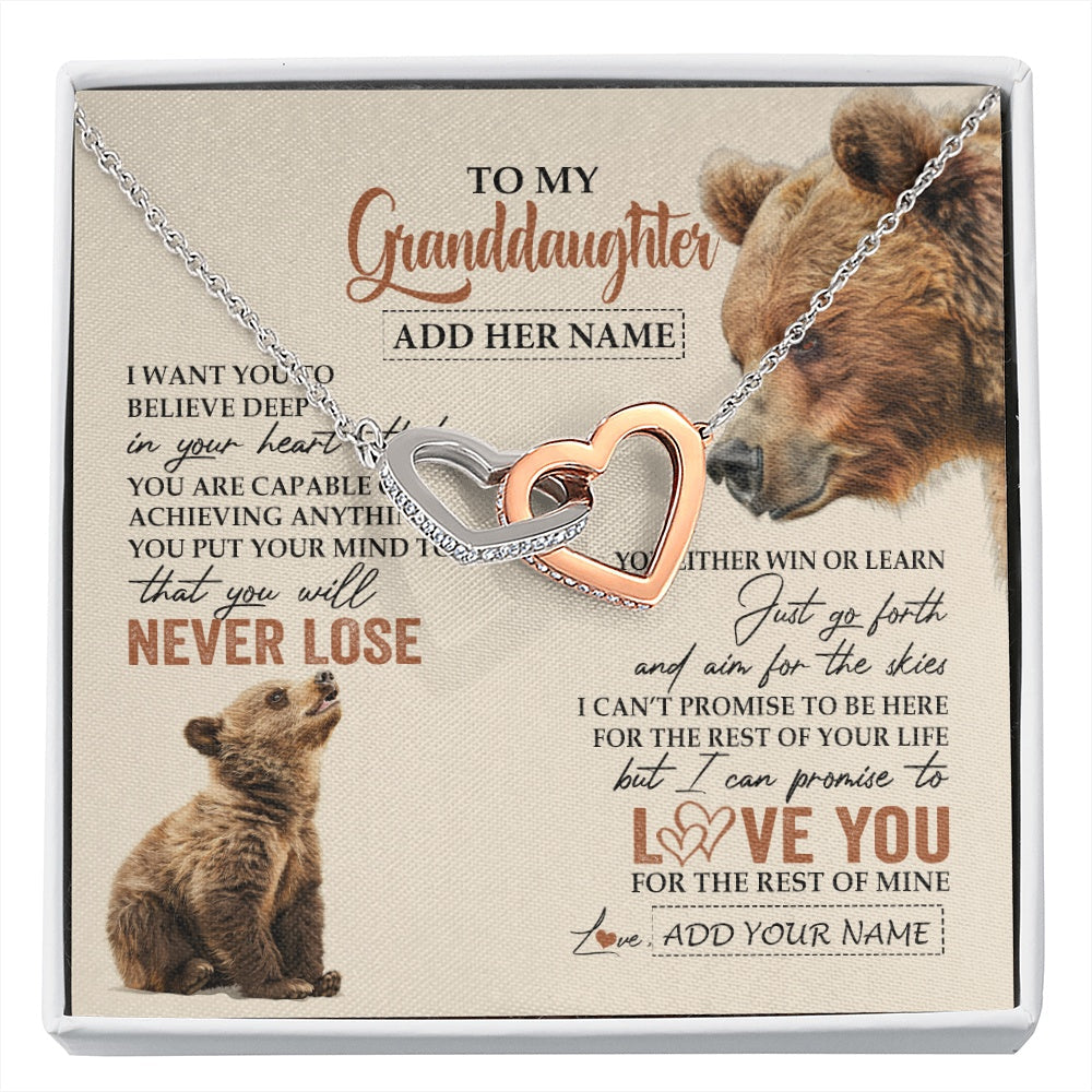 Personalized To My Granddaughter Necklace From Grandma Grandpa You Will Never Lose Bear Granddaughter Birthday Gifts Christmas Custom Gift Box Message Card