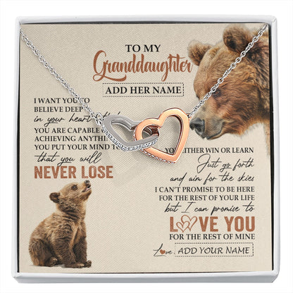 Personalized To My Granddaughter Necklace From Grandma Grandpa You Will Never Lose Bear Granddaughter Birthday Gifts Christmas Custom Gift Box Message Card