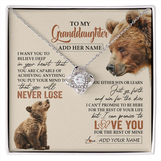 Personalized To My Granddaughter Necklace From Grandma Grandpa You Will Never Lose Bear Granddaughter Birthday Gifts Christmas Custom Gift Box Message Card