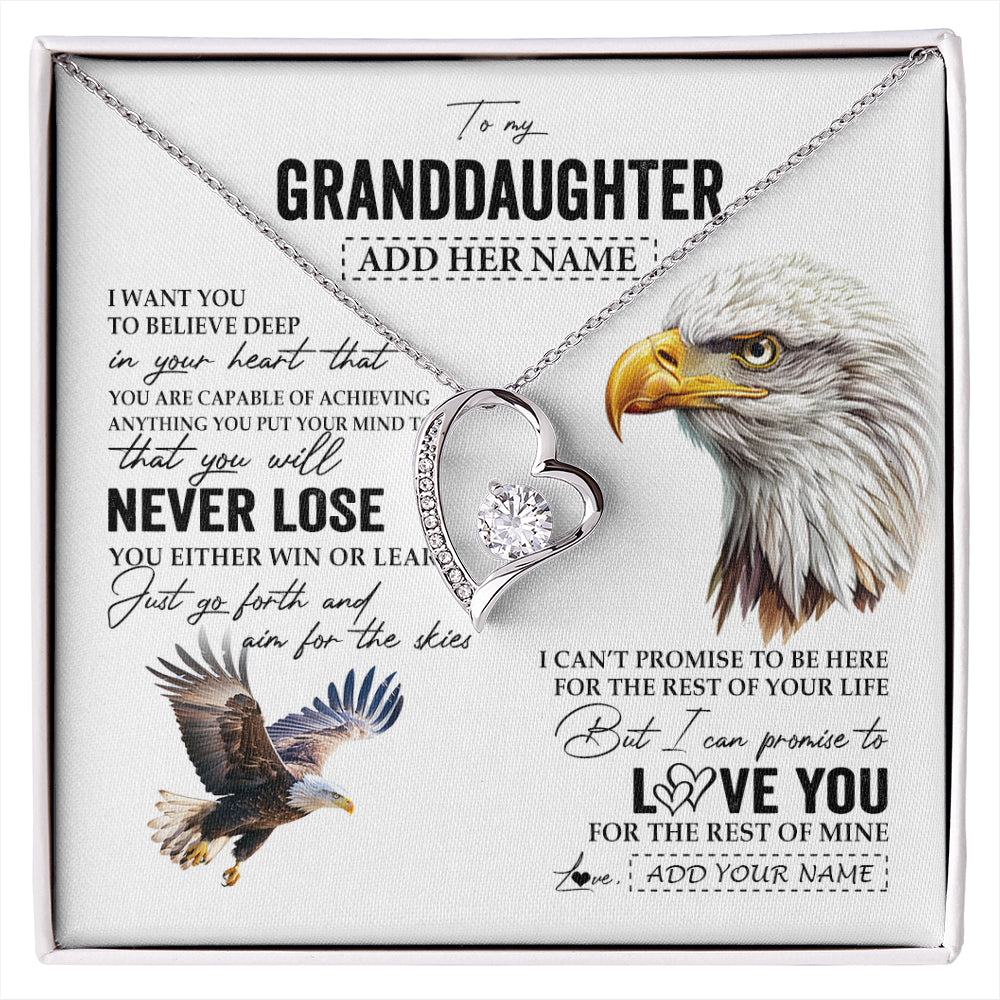 Personalized To My Granddaughter Necklace From Grandma Grandpa You Will Never Lose Eagle Birthday Gifts Graduation Christmas Customized Gift Box Message Card