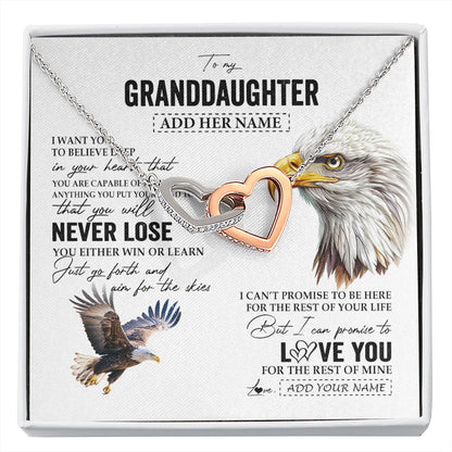 Personalized To My Granddaughter Necklace From Grandma Grandpa You Will Never Lose Eagle Birthday Gifts Graduation Christmas Customized Gift Box Message Card