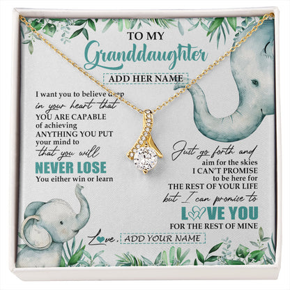 Personalized To My Granddaughter Necklace From Grandma Grandpa You Will Never Lose Elephant Granddaughter Birthday Gifts Christmas Custom Gift Box Message Card