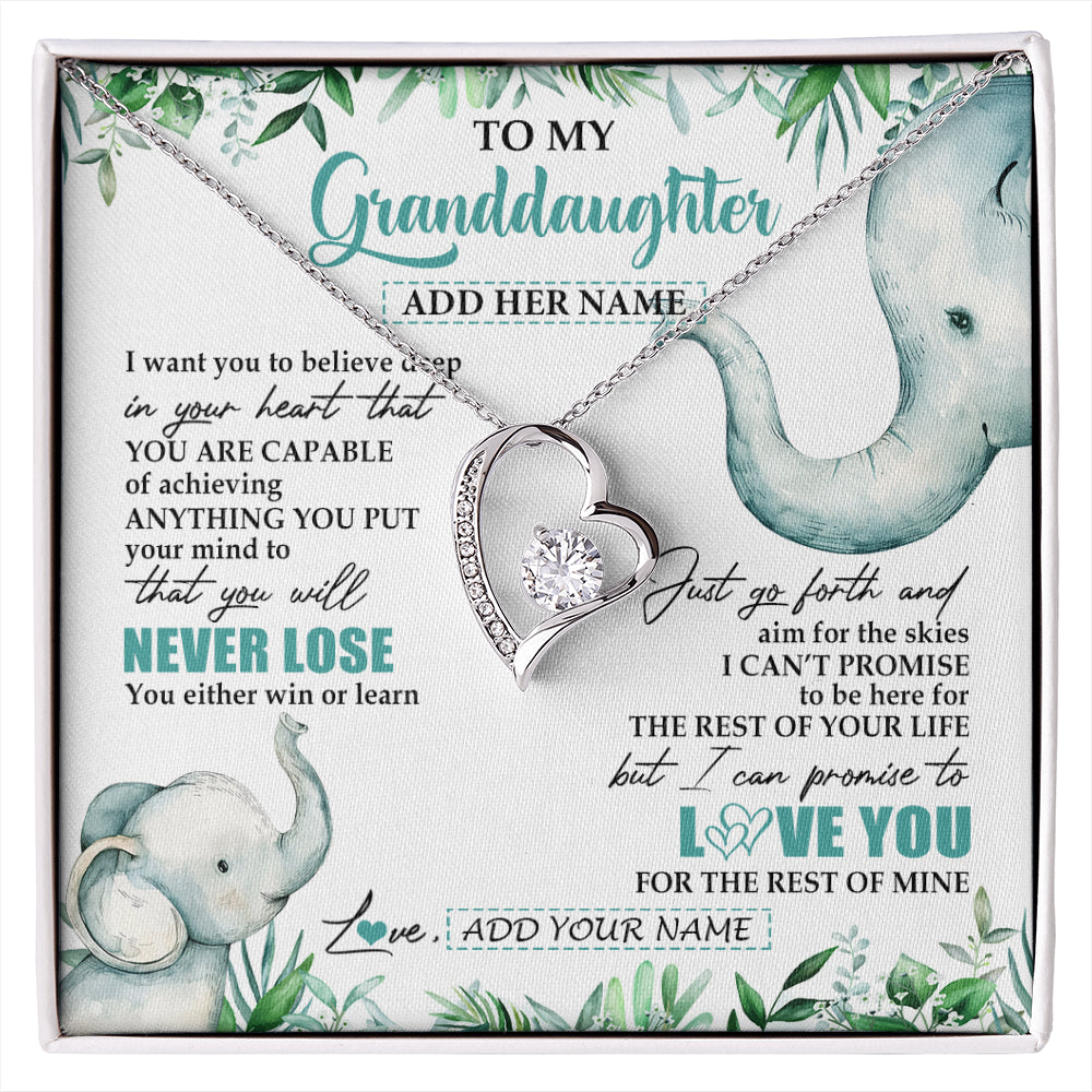 Personalized To My Granddaughter Necklace From Grandma Grandpa You Will Never Lose Elephant Granddaughter Birthday Gifts Christmas Custom Gift Box Message Card