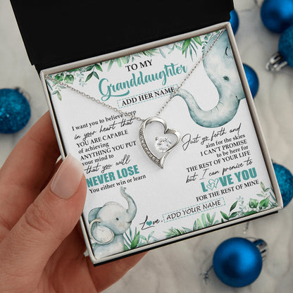 Personalized To My Granddaughter Necklace From Grandma Grandpa You Will Never Lose Elephant Granddaughter Birthday Gifts Christmas Custom Gift Box Message Card