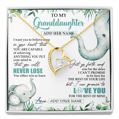 Personalized To My Granddaughter Necklace From Grandma Grandpa You Will Never Lose Elephant Granddaughter Birthday Gifts Christmas Custom Gift Box Message Card