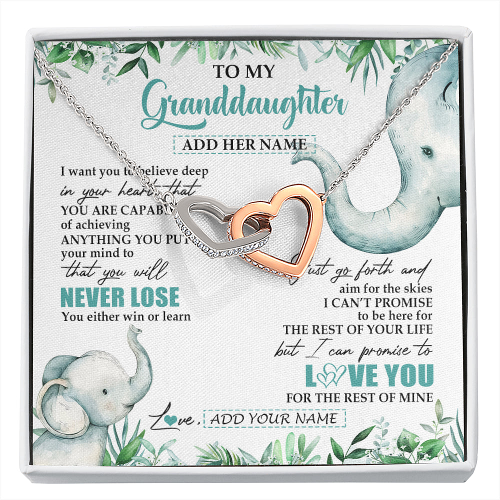 Personalized To My Granddaughter Necklace From Grandma Grandpa You Will Never Lose Elephant Granddaughter Birthday Gifts Christmas Custom Gift Box Message Card