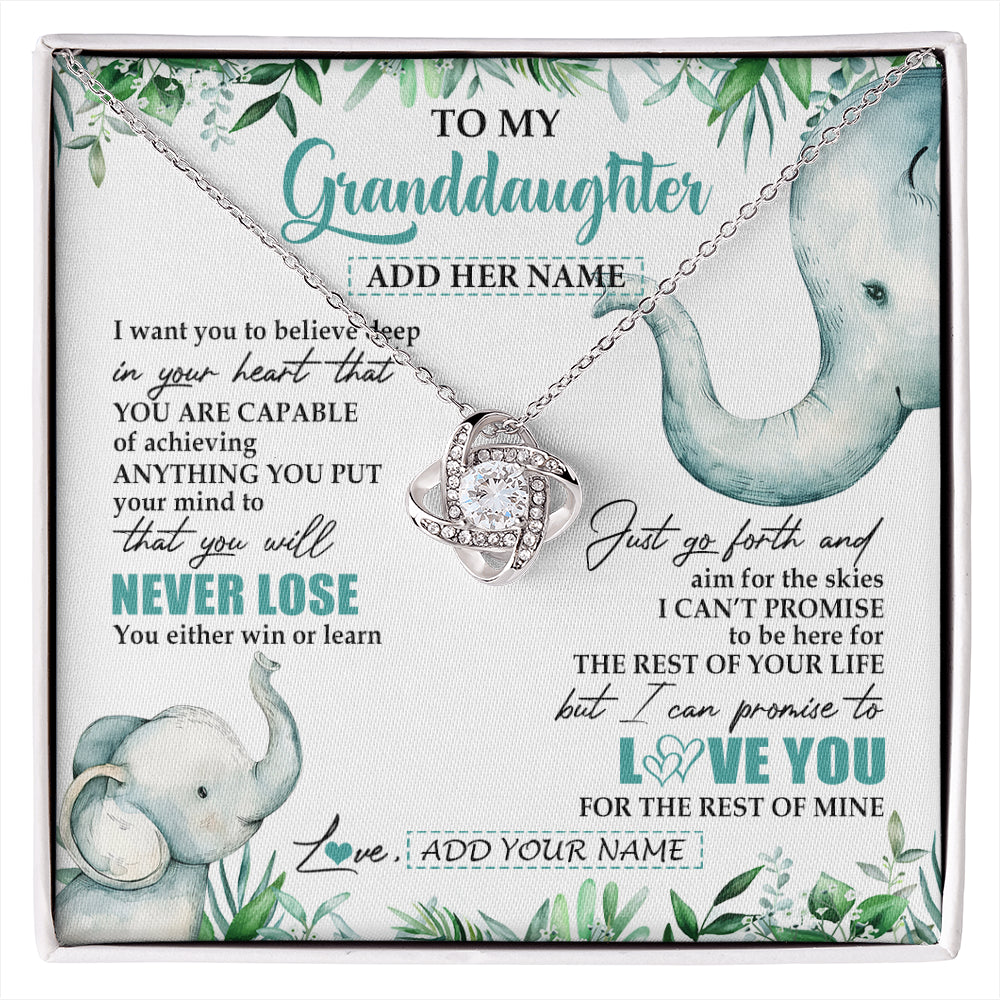 Personalized To My Granddaughter Necklace From Grandma Grandpa You Will Never Lose Elephant Granddaughter Birthday Gifts Christmas Custom Gift Box Message Card