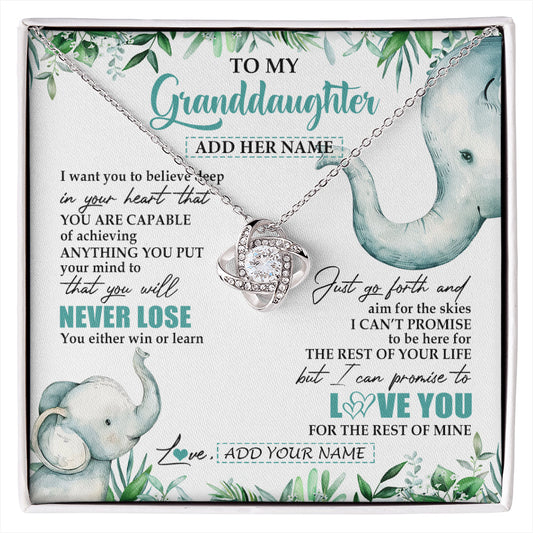 Personalized To My Granddaughter Necklace From Grandma Grandpa You Will Never Lose Elephant Granddaughter Birthday Gifts Christmas Custom Gift Box Message Card