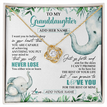 Personalized To My Granddaughter Necklace From Grandma Grandpa You Will Never Lose Elephant Granddaughter Birthday Gifts Christmas Custom Gift Box Message Card