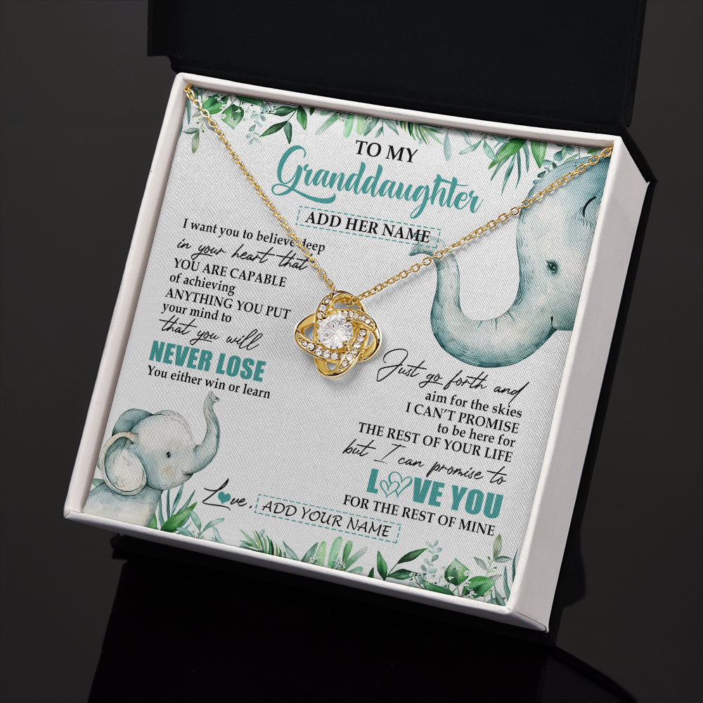 Personalized To My Granddaughter Necklace From Grandma Grandpa You Will Never Lose Elephant Granddaughter Birthday Gifts Christmas Custom Gift Box Message Card