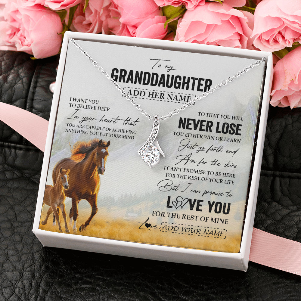 Personalized To My Granddaughter Necklace From Grandma Grandpa You Will Never Lose Horse Granddaughter Birthday Gifts Christmas Custom Gift Box Message Card