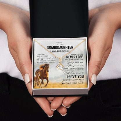 Personalized To My Granddaughter Necklace From Grandma Grandpa You Will Never Lose Horse Granddaughter Birthday Gifts Christmas Custom Gift Box Message Card