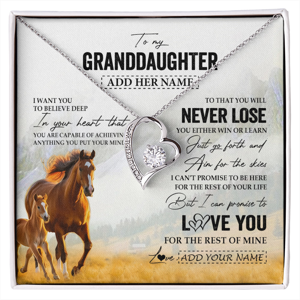 Personalized To My Granddaughter Necklace From Grandma Grandpa You Will Never Lose Horse Granddaughter Birthday Gifts Christmas Custom Gift Box Message Card
