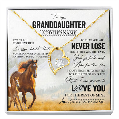 Personalized To My Granddaughter Necklace From Grandma Grandpa You Will Never Lose Horse Granddaughter Birthday Gifts Christmas Custom Gift Box Message Card