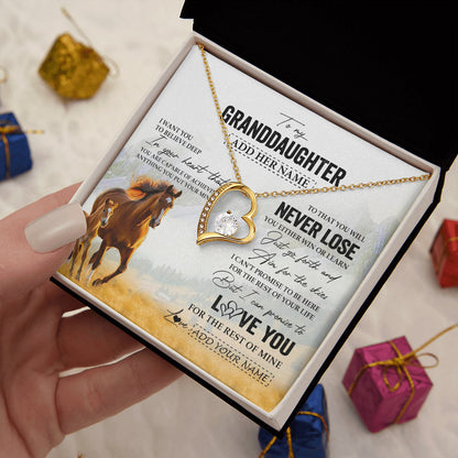 Personalized To My Granddaughter Necklace From Grandma Grandpa You Will Never Lose Horse Granddaughter Birthday Gifts Christmas Custom Gift Box Message Card