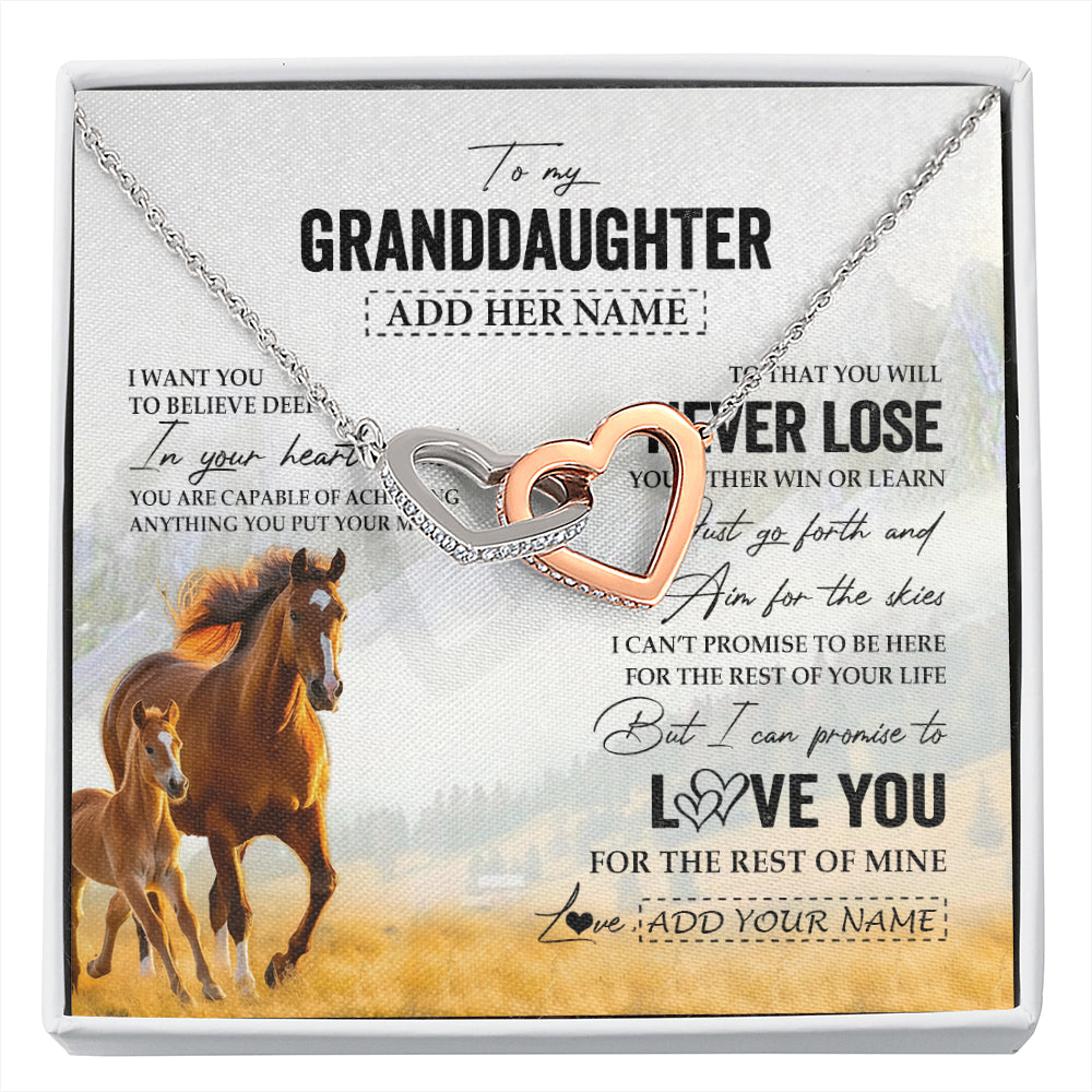 Personalized To My Granddaughter Necklace From Grandma Grandpa You Will Never Lose Horse Granddaughter Birthday Gifts Christmas Custom Gift Box Message Card