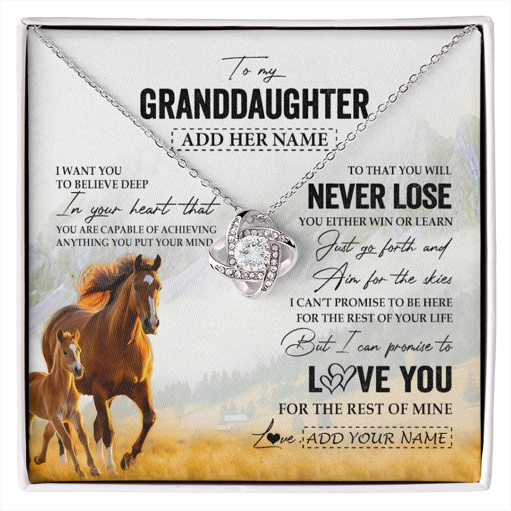 Personalized To My Granddaughter Necklace From Grandma Grandpa You Will Never Lose Horse Granddaughter Birthday Gifts Christmas Custom Gift Box Message Card