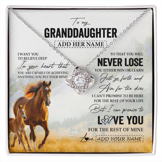 Personalized To My Granddaughter Necklace From Grandma Grandpa You Will Never Lose Horse Granddaughter Birthday Gifts Christmas Custom Gift Box Message Card
