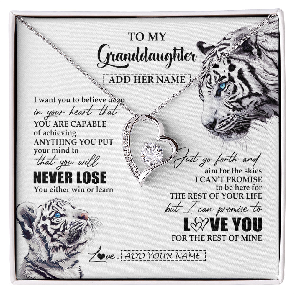 Personalized To My Granddaughter Necklace From Grandma Grandpa You Will Never Lose White Tiger Granddaughter Birthday Gifts Christmas Gift Box Message Card
