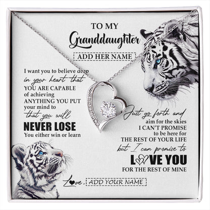 Personalized To My Granddaughter Necklace From Grandma Grandpa You Will Never Lose White Tiger Granddaughter Birthday Gifts Christmas Gift Box Message Card