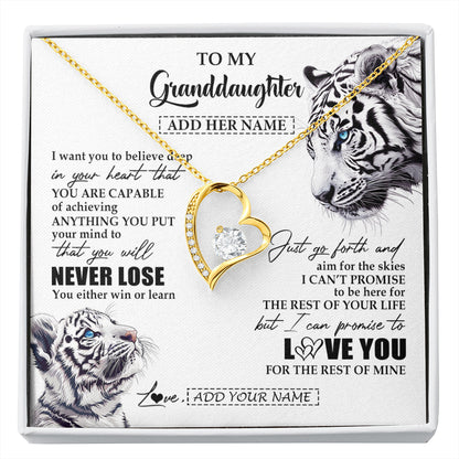 Personalized To My Granddaughter Necklace From Grandma Grandpa You Will Never Lose White Tiger Granddaughter Birthday Gifts Christmas Gift Box Message Card
